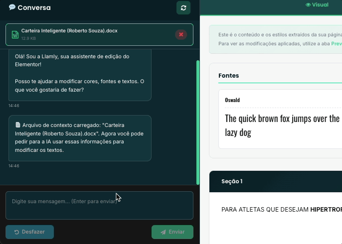 Peça o que quiser via chat